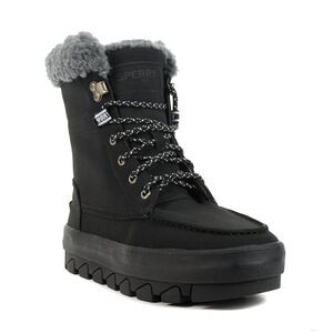 Sperry NWOB Juneau Lace Up Snow Boot Black Size 5.5 Waterproof Suede Upper